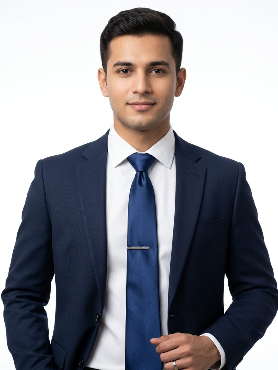 Premium Navy Blue Slim Tie for Men | Formal Office, Business & Wedding Wear | Juss Apparels JTIE3