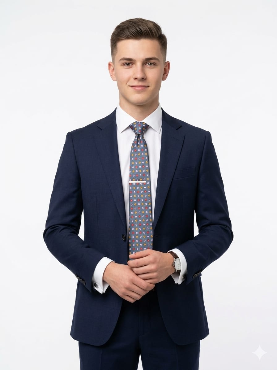 Men's Premium Formal Patterned Tie – Navy Blue Designer Neck Tie JTIE6