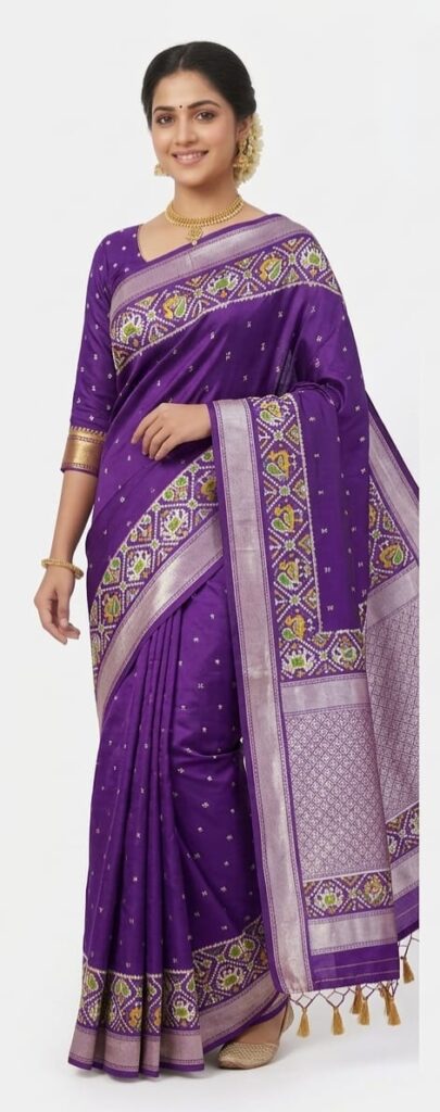 Premium Purple Bangalore Silk Saree with Zari Border | Traditional Designer Silk Saree for Women | SKU166