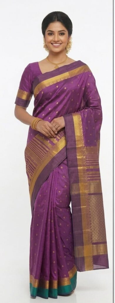 Royal Magenta Bangalore Silk Saree with Traditional Gold Zari