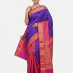 Bangalore Silk Saree Purple & Pink Zari Woven Traditional Kanjivaram Style Saree | Premium Bridal & Festive Wear