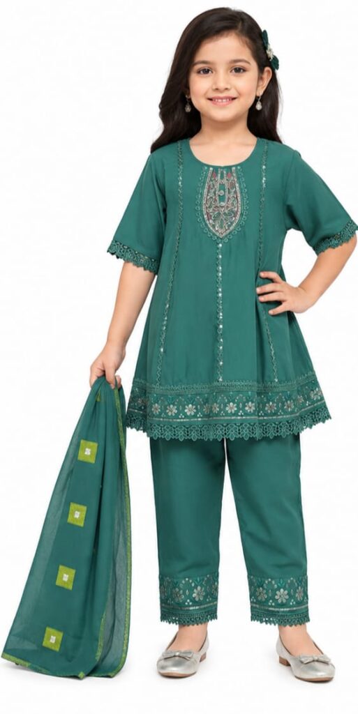 SOFT AND COMFORTABLE ETHNIC WEAR KIDS KURTI SET (JKDSKS64)